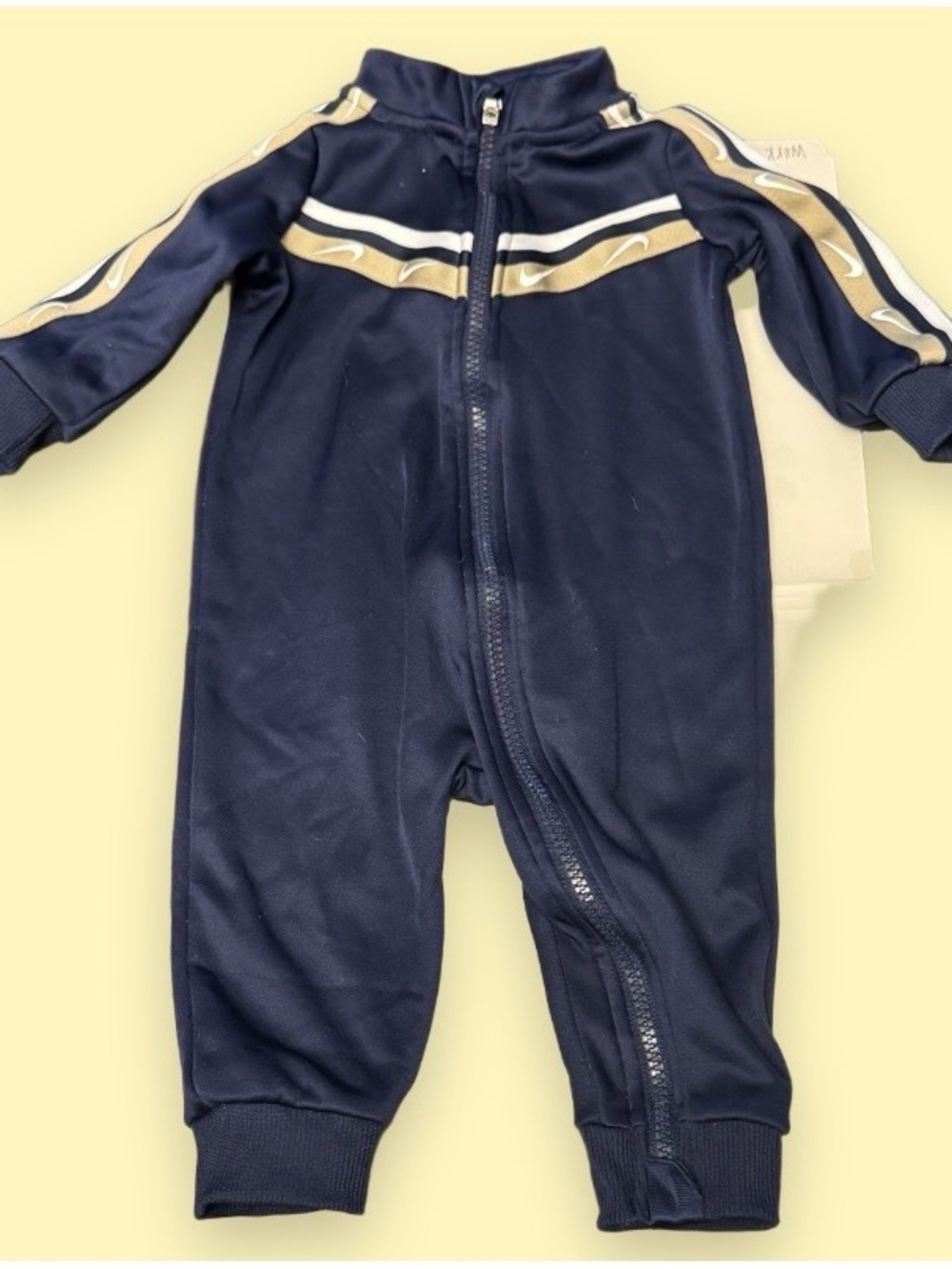 Nike Navy One-Piece with Gold Stripe Track Design